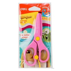 Foarfeca Scolara Lama din Plastic Deli, 13 cm, Roz, cu Arc, Foarfeca de Plastic pentru Scoala, Foarfeca Scolara Roz, Foarfeca pentru Copii, Foarfeca Roz pentru Copii, Foarfeca cu Varf Rotunjit, Foarfeca pentru Scoala