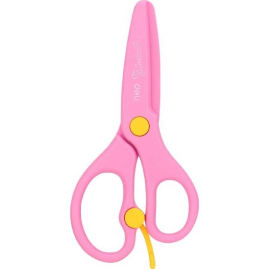 Foarfeca Scolara Lama din Plastic Deli, 13 cm, Roz, cu Arc, Foarfeca de Plastic pentru Scoala, Foarfeca Scolara Roz, Foarfeca pentru Copii, Foarfeca Roz pentru Copii, Foarfeca cu Varf Rotunjit, Foarfeca pentru Scoala