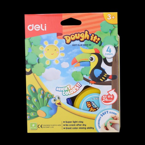 PLASTILINA SOFT LIGHT 4 BORCANE* 15G DELI