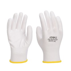 Manusi Protectie Pereche 2 Buc Poliester Cauciucat Albe Xl Deli