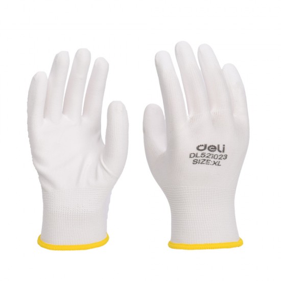 Manusi Protectie Pereche 2 Buc Poliester Cauciucat Albe Xl Deli