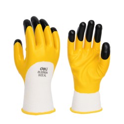 Manusi Protectie Pereche 2 Buc Textil + Nitril Galben- Negru Xl Deli