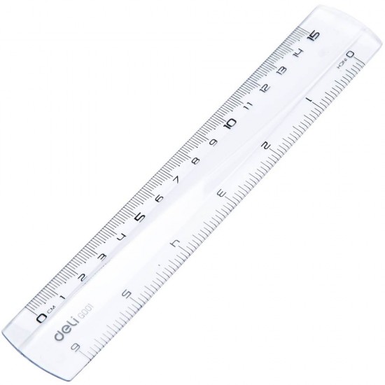 Rigla Transparenta Deli, 15 Cm, Plastic, Incolora, Rigla Din Plastic, Rigle Din Plastic, Liniar Din Plastic, Liniar Plastic, Rigle Plastic, Rigle Matematica, Rigla 15 Cm, Liniar 15 Cm, Liniar Matematica, Liniar Scoala, Rigla Scoala, Rigla Transparenta