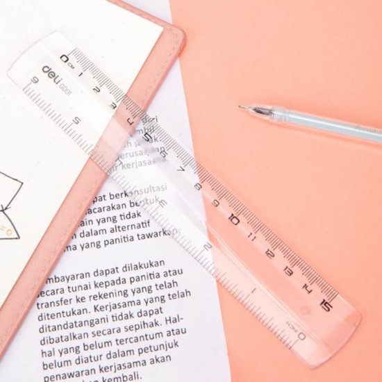 Rigla Transparenta Deli, 15 Cm, Plastic, Incolora, Rigla Din Plastic, Rigle Din Plastic, Liniar Din Plastic, Liniar Plastic, Rigle Plastic, Rigle Matematica, Rigla 15 Cm, Liniar 15 Cm, Liniar Matematica, Liniar Scoala, Rigla Scoala, Rigla Transparenta