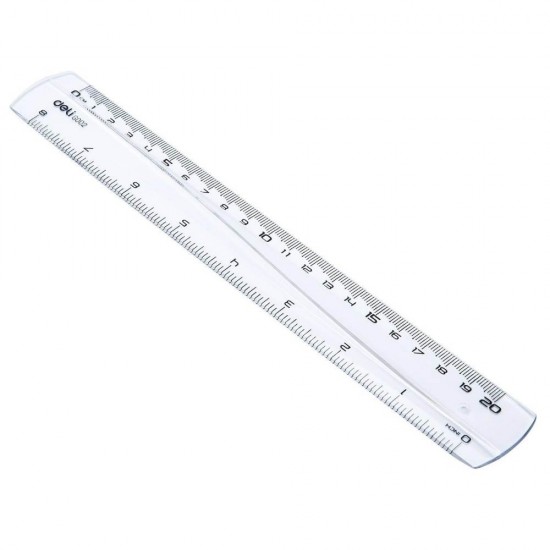 Rigla Transparenta Deli, 20 Cm, Plastic, Incolora, Rigla Din Plastic, Rigle Din Plastic, Liniar Din Plastic, Liniar Plastic, Rigle Plastic, Rigle Matematica, Rigla 20 Cm, Liniar 20 Cm, Liniar Matematica, Liniar Scoala, Rigla Scoala, Rigla Transparenta