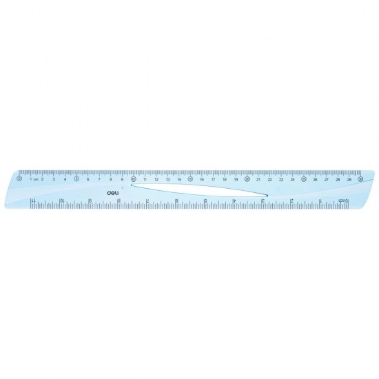 RIGLA 30CM ALBASTRA TRANSPARENTA DELI
