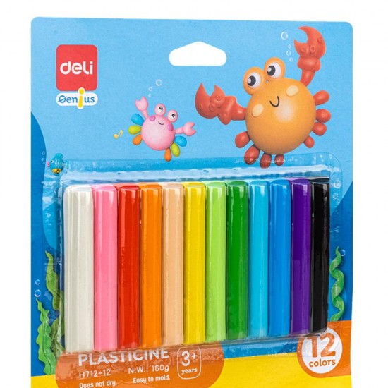 PLASTILINA 12 CULORI 160G DELI