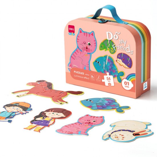 PUZZLE GEANTA CADOU 54 PIESE EFECT LUMINOS FRIENDS 3+  DELI