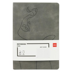 CAIET BIROU A5 96 FILE 80G DICTANDO COPERTA PIELE GRI N126L DELI