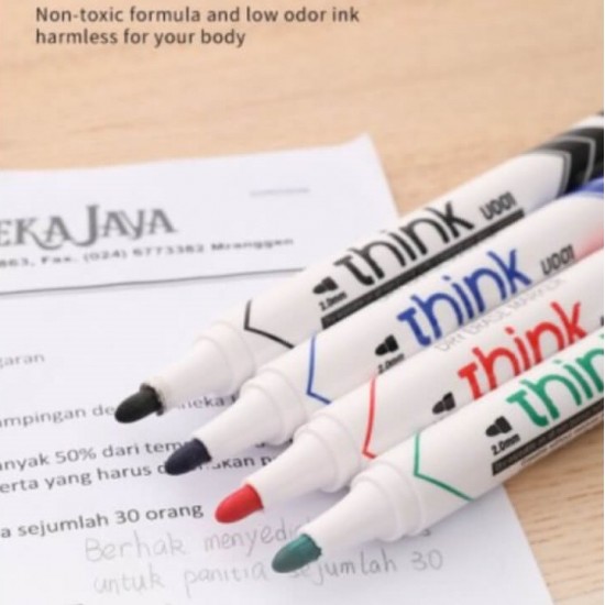 Marker Whiteboard Deli Think, Rosu, Varf Rotund 2 mm, Marker Deli, Marker Deli Think, Marker Rosu, Marker Whiteboard, Markere Whiteboard, Marker Tabla Magnetica, Markere Tabla Magnetica