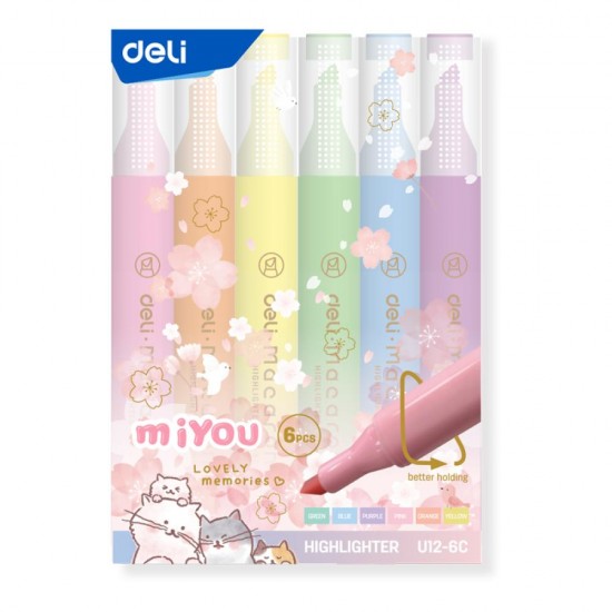 TEXTMARKER SET 6 SLIM MIYOU MACARONS DELI