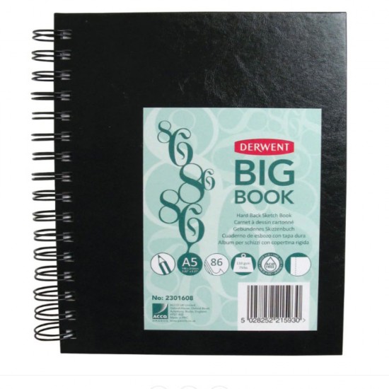Caiet Spira Pentru Schite A5 86 File 110g Coperta Neagra Professional Derwent