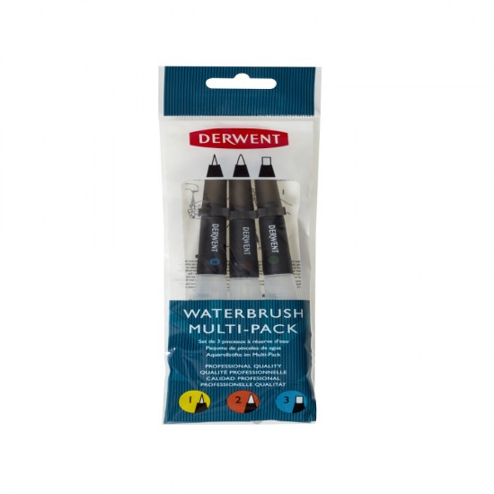 Set 3 Bucati Pensule Cu Rezervor (2 X Varf Rotund, 1 X Varf Tesit) Professional Derwent