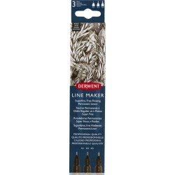 Set 3 Buc Liner Grafic Profesional (0.1/0.3/0.5 Mm) Negru Derwent