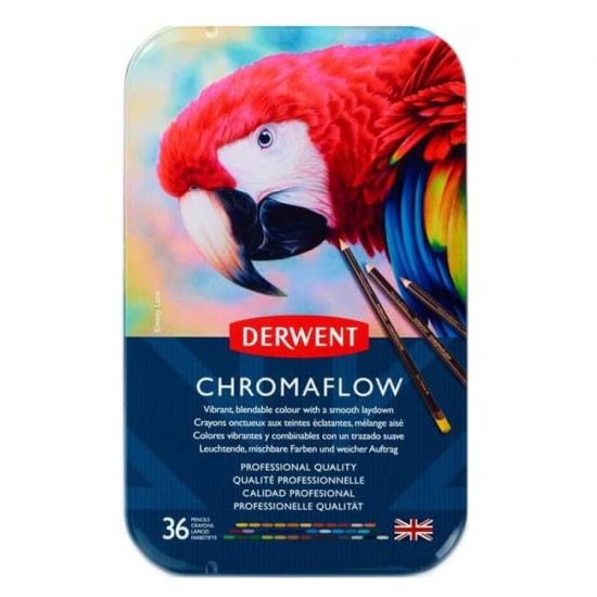 Creioane Colorate 36 Culori Cutie Metal Professional Cromaflow Derwent