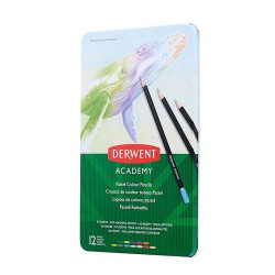 Creioane Colorate 12 Culori Cutie Metal Derwent Academy