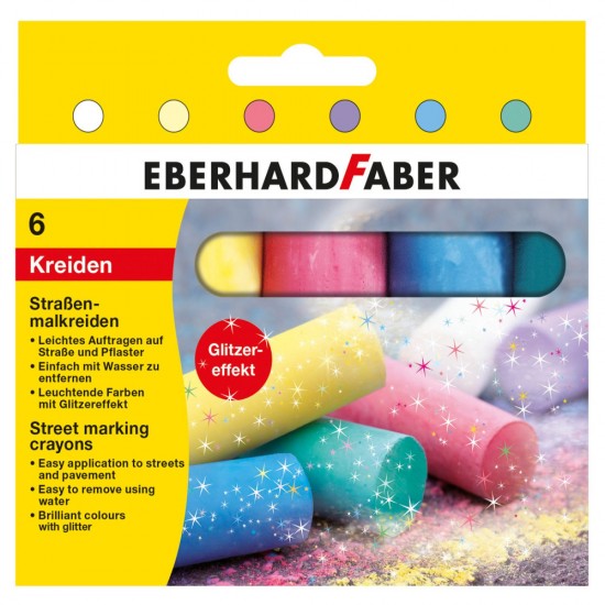 Creta 6 Culori Glitter Desen Asfalt Eberhard Faber