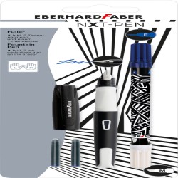 Blister Stilou Scolar Nxt Alb-negru + 2 Cartuse Cerneala + Pic Eberhard Faber