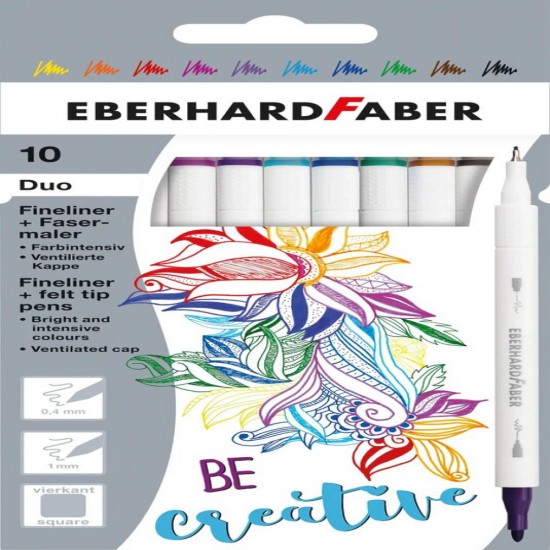 Carioci 10 Culori 2 Capete (carioca+liner) Eberhard Faber