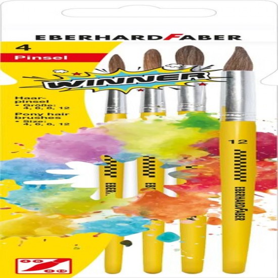 Set 4 Pensule Nr. 4/6/8/12 Varf Rotund Faber-castell