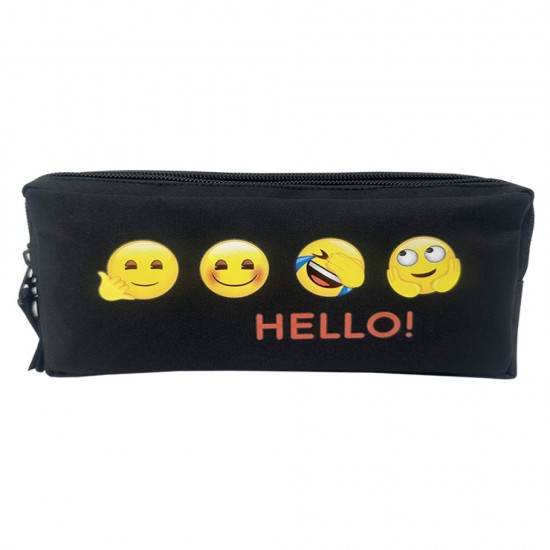 Penar Etui Dreptunghiular 3 Fermoare Negru Emoji Pigna