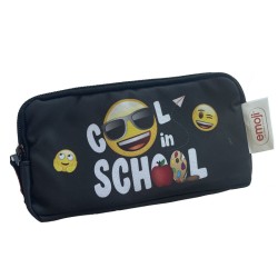 Penar Etui Dreptunghiular 3 Fermoare Negru School Emoji Pigna