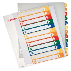 Separatoare Index Plastic 1-12 Imprimabil Esselte