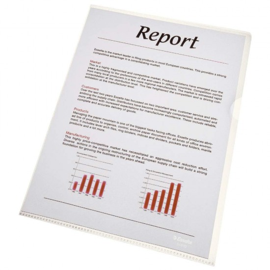Set 100 Mape Protectie Cristal A4 Esselte, 80 Microni, Tip L, Mape Protectie Documente, Mape A4 Protectie, Mape pentru Documente, Mape Transparente Protectie, Mapa Transparenta Protectie, Mapa Transparenta Documente, Mape Documente, Mape A4