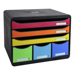 Cabinet 6 Sertare Maxi Negru/multicolor Exacompta
