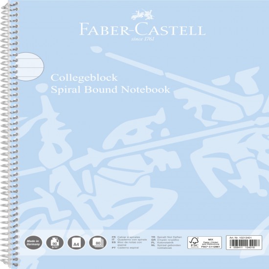 Caiet Spira A4 80 File 90 Gr Dictando Coperta Carton Bleu Sky Faber-castell