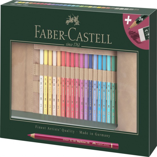 Rollup 30 Creioane Colorate Polychromos + 3 Cr Castell 9000 Fabe