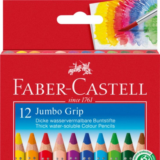 CREIOANE COLORATE 12 CULORI + ASCUTITOARE JUMBO GRIP FABER-CASTE