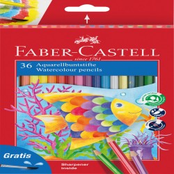 Creioane Colorate Acuarela 36 Buc + Pensula Faber-castell