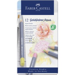 Creioane Colorate Aquarelle 12 Culori Pastel Goldfaber Cut. Metal Faber Castell