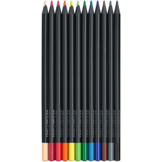 Set 12 Creioane Colorate Faber-Castell Black Edition, Triunghiulare, Lemn Negru, Creioane Faber Castell Black Edition, Creioane Colorate Black Edition, Creioane Colorate Corp Negru, Creioane Colorate Triunghiulare, Creioane Colorate Rezistente
