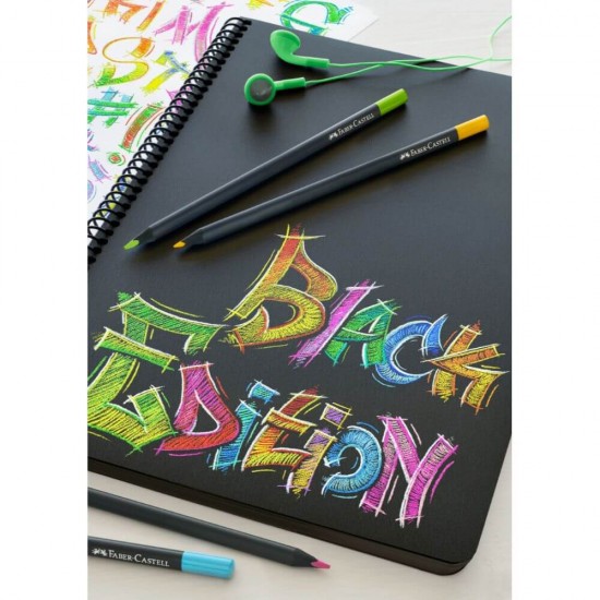 Set 12 Creioane Colorate Faber-Castell Black Edition, Triunghiulare, Lemn Negru, Creioane Faber Castell Black Edition, Creioane Colorate Black Edition, Creioane Colorate Corp Negru, Creioane Colorate Triunghiulare, Creioane Colorate Rezistente