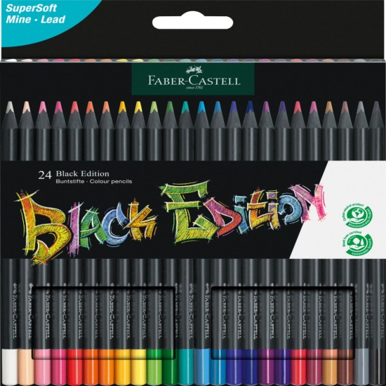 Creioane Colorate 24 Culori Black Edition Faber-castell