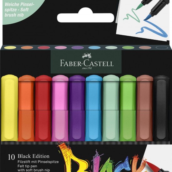 BRUSH PENS BLACK EDITION SET 10 CULORI FABER-CASTELL