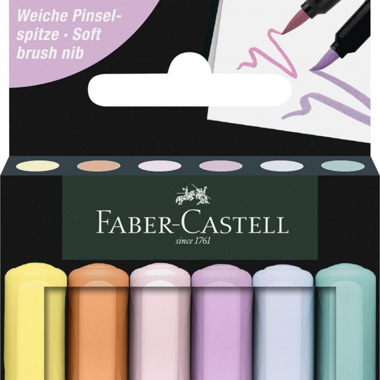 BRUSH PENS BLACK EDITION SET 6 CULORI PASTEL FABER-CASTELL