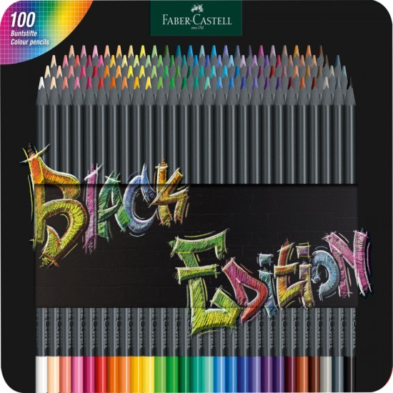 Creioane Colorate 100 Culori Black Edition Cutie Metal Faber-castell