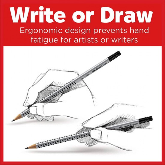 Creion Grafit B Faber-Castell Grip 2001, cu Radiera, Argintiu, Creion Faber Castell, Creion Grafit Faber Castell, Creion B Faber Castell, Creion Faber Castell Grip 2001, Creioane Faber Castell, Creioane Grafit Faber Castell, Creioane B Faber Castell