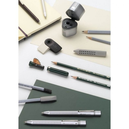 Creion Grafit B Faber-Castell Grip 2001, cu Radiera, Argintiu, Creion Faber Castell, Creion Grafit Faber Castell, Creion B Faber Castell, Creion Faber Castell Grip 2001, Creioane Faber Castell, Creioane Grafit Faber Castell, Creioane B Faber Castell