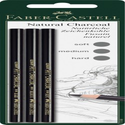 Blister 3 Buc Creion Carbune Natural Pitt Monochrome S,m,h Faber