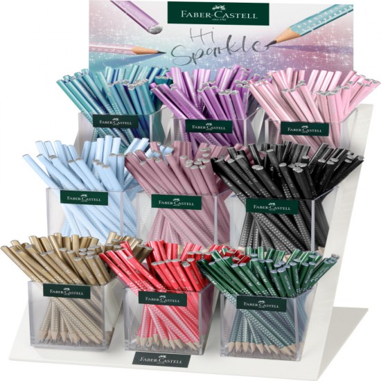 Display 9*48 Buc Creion Grafit B Grip Sparkle 2024 Faber-castell