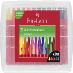 Creioane Cerate 24 Culori Jumbo Cutie Plastic Faber-castell