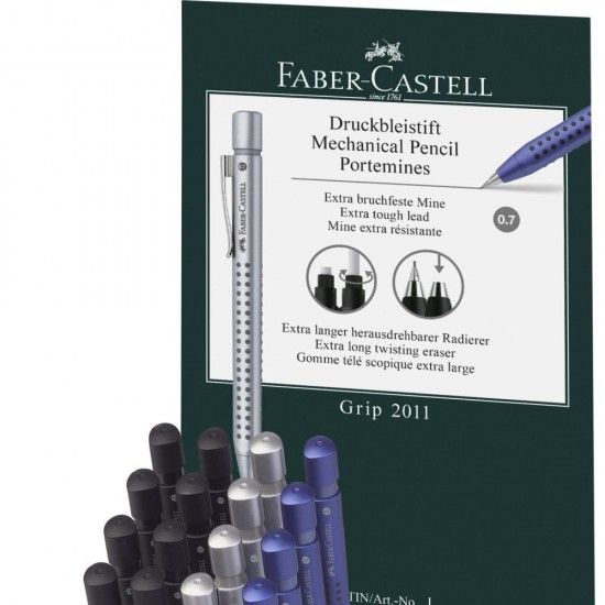 DISPLAY 20 BUC CREION MECANIC 0.7MM DIVERSE CULORI GRIP 2011 FABER CASTELL