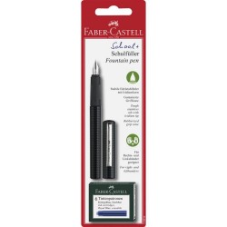Stilou Scolar Faber-Castell, Negru, Penita Otel, Grip Cauciucat, 6 Patroane de Cerneala Incluse, Stilou Elevi, Stilouri Elevi, Stilou Scoala, Stilouri Scoala, Stilouri Scolare, Stilouri de Scris, Stilouri cu Patroane, Stilouri cu Mina, Stilou cu Mina