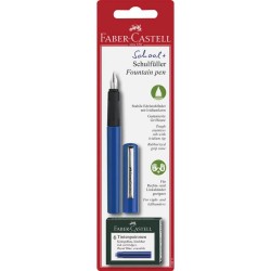 Stilou Scolar Faber-Castell, Albastru, Penita Otel, Grip Cauciucat, 6 Patroane de Cerneala Incluse, Stilou Elevi, Stilouri Elevi, Stilou Scoala, Stilouri Scoala, Stilouri Scolare, Stilouri de Scris, Stilouri cu Patroane, Stilouri cu Mina, Stilou cu Mina