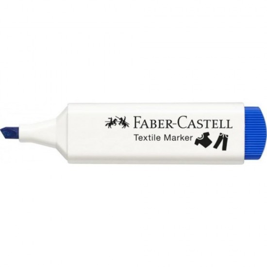 Marker Textil Albastru Faber-Castell, Varf Tesit 1-5 mm, Markere Textile Albastre, Markere Textile Faber Castell, Market Textil cu Varf Tesit, Marker Personalizare Textile, Markere Personalizare Imbracaminte, Markere Permanente pentru Haine