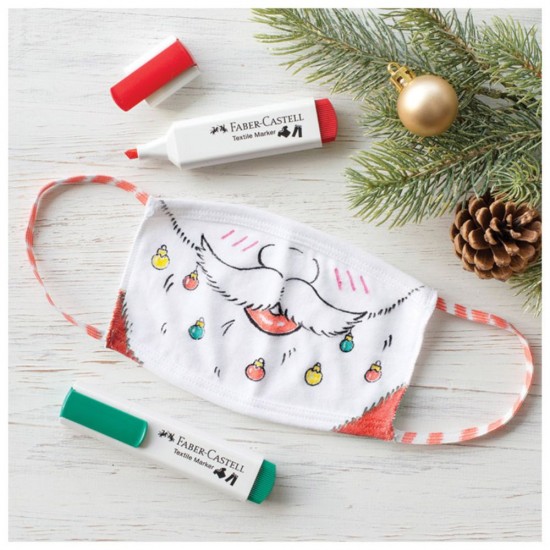 Marker Textil Verde Faber-Castell, Varf Tesit 1-5 mm, Markere Textile Verzi, Markere Textile Faber Castell, Market Textil cu Varf Tesit, Marker Personalizare Textile, Markere Personalizare Imbracaminte, Markere Permanente pentru Haine